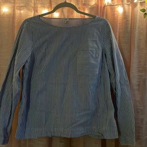 J. Crew striped boat neck office shirt.